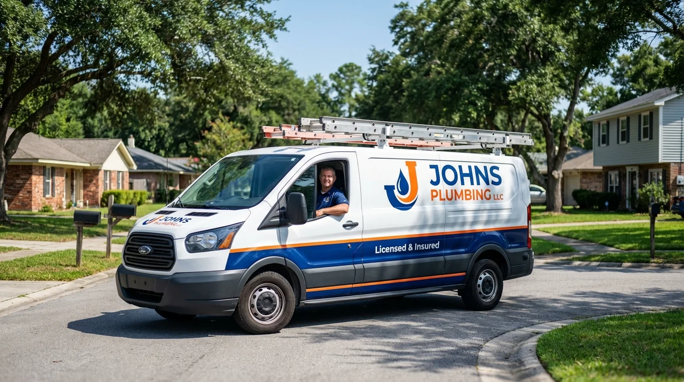 Johns Plumbing LLC service van in Sharon Hill, PA