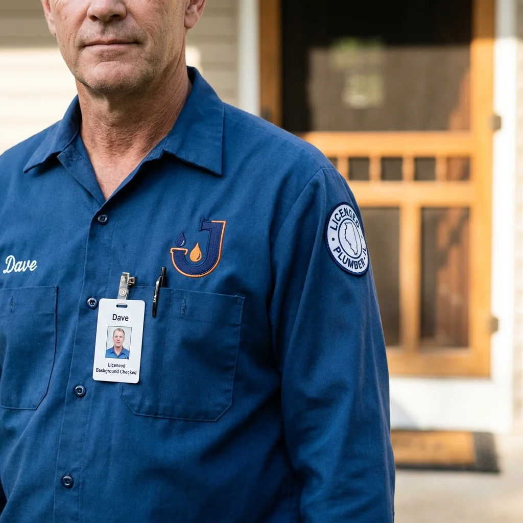 Licensed plumber showing ID badge in Sharon Hill, PA
