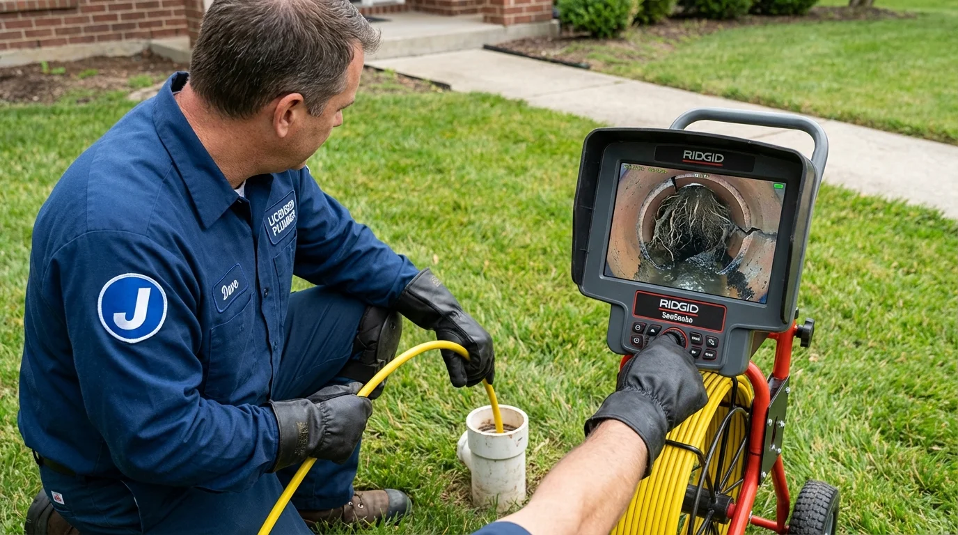 Sewer camera inspection being performed by Johns Plumbing LLC in Sharon Hill